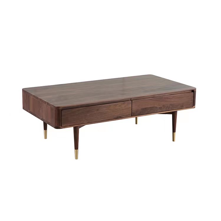 Walnut Coffee Table na May Copper Foot